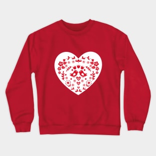 Valentine flowery heart with birds Crewneck Sweatshirt